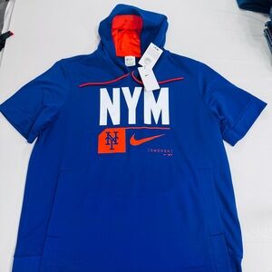 Nike men’s Royal New York Mets Tri Code Lockup Short Sleeve Pullover Hoodie, XL